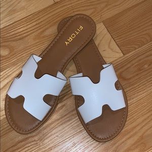 White cutout sandals